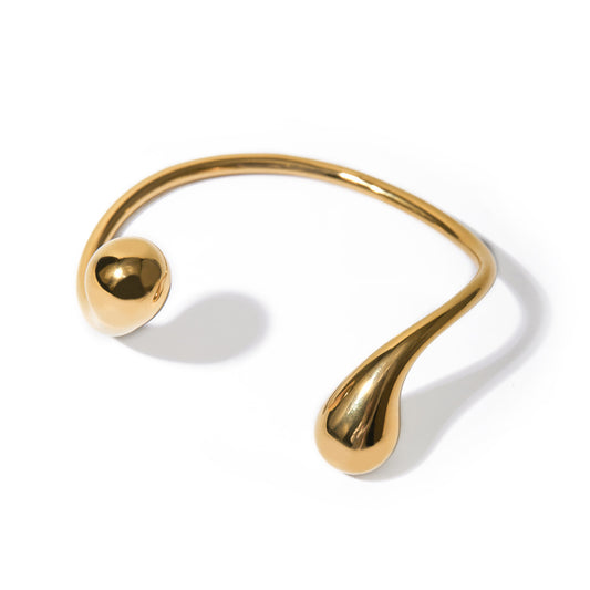 18k Gold Stainless Steel Asymmetric Open Bangle