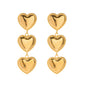 18k Gold Stainless Steel Three-Layer Bezel Set Heart Tassel Earrings