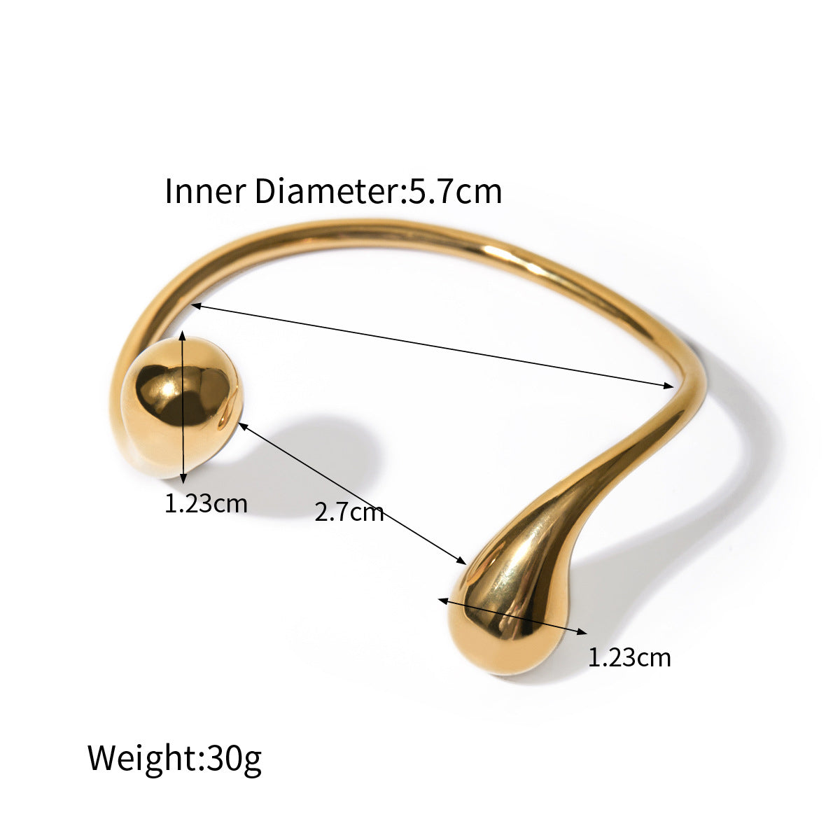 18k Gold Stainless Steel Asymmetric Open Bangle