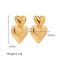 18K Gold Stainless Steel Heart Pendant Earrings