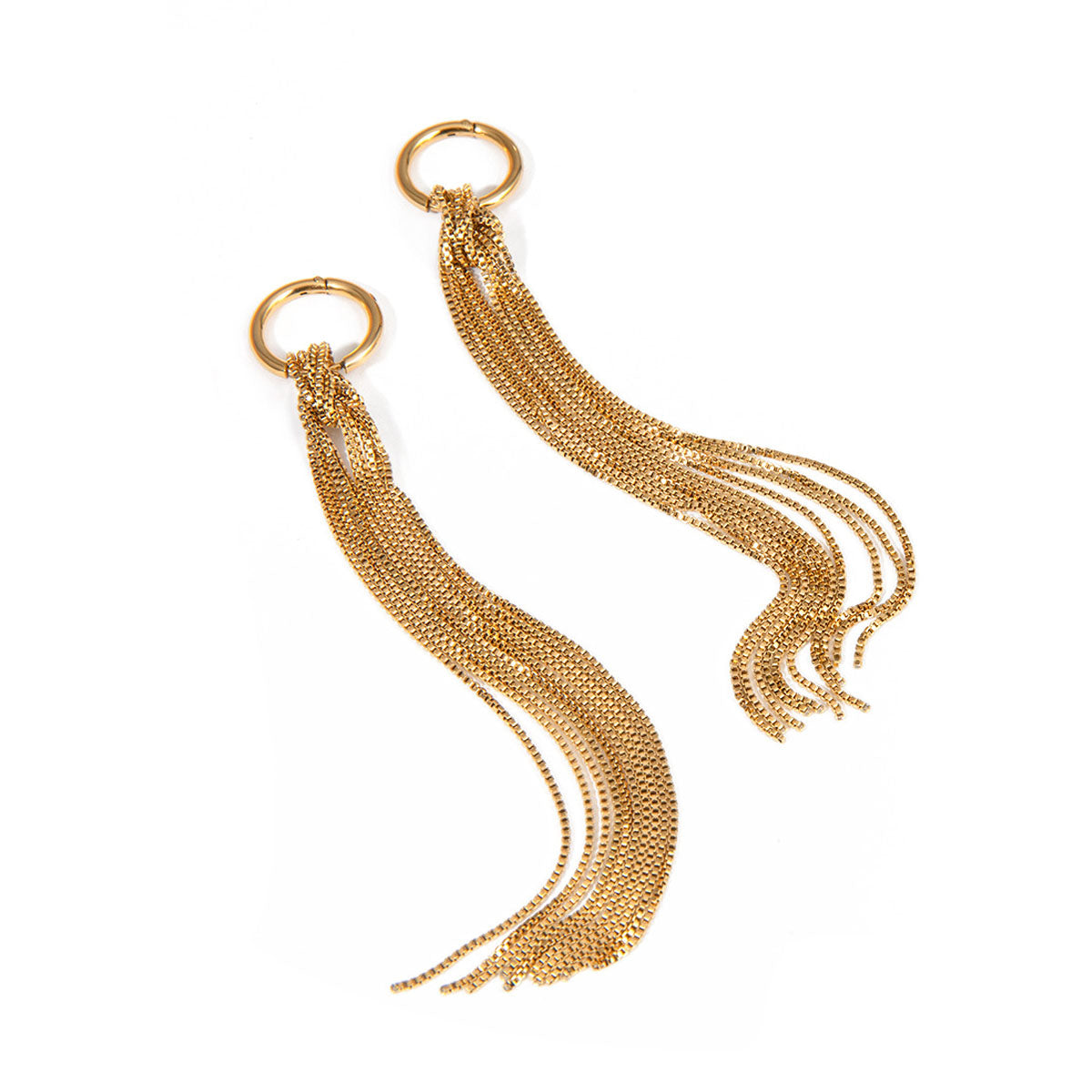 18k Gold Stainless Steel Snake Chain Knot and Tassel Earrings