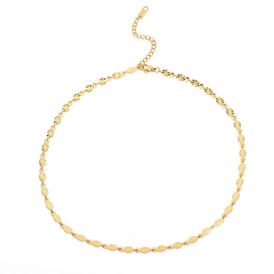 18k Stainless Steel Oval Plate Chain Necklace