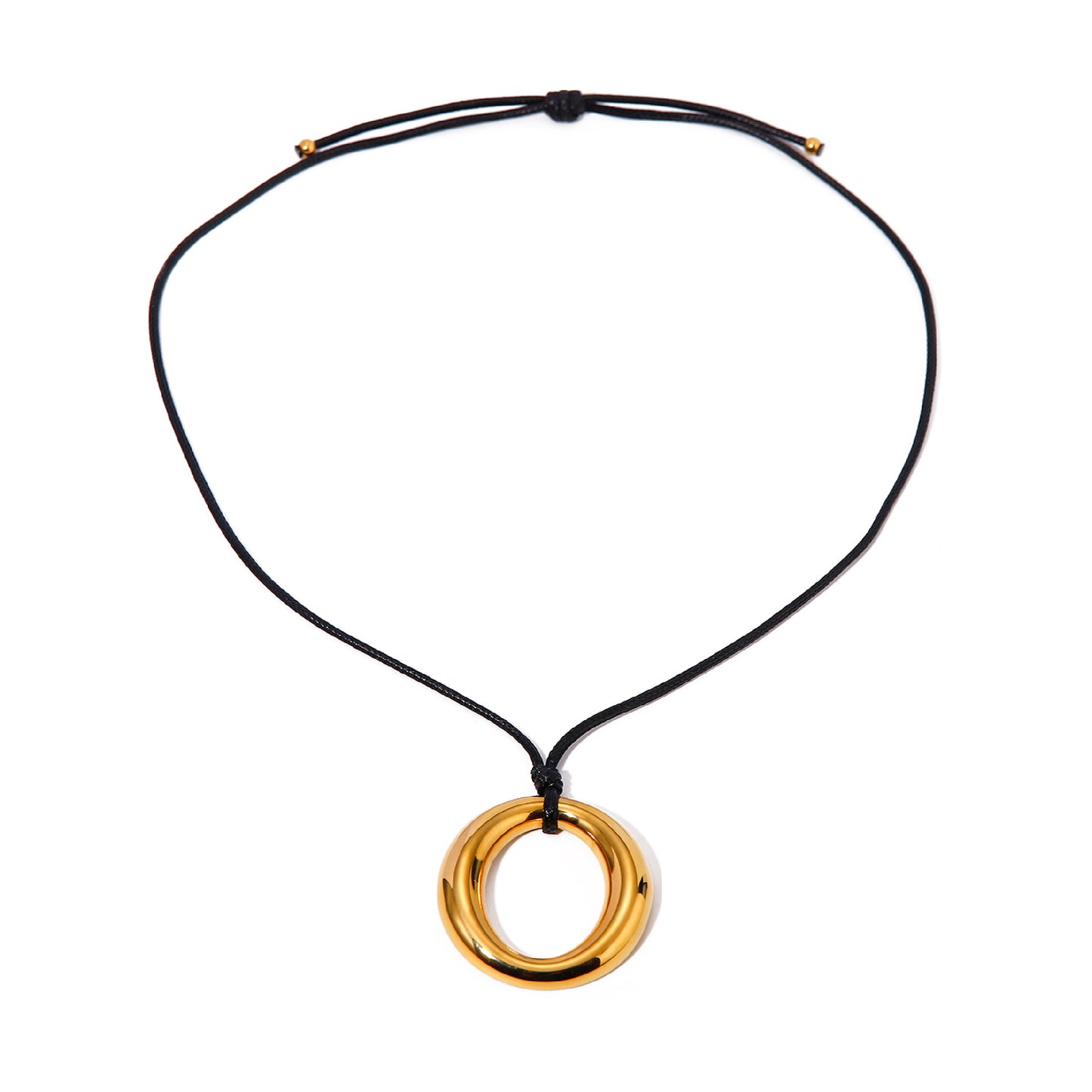 18k Gold Stainless Steel Round Hollow Necklace