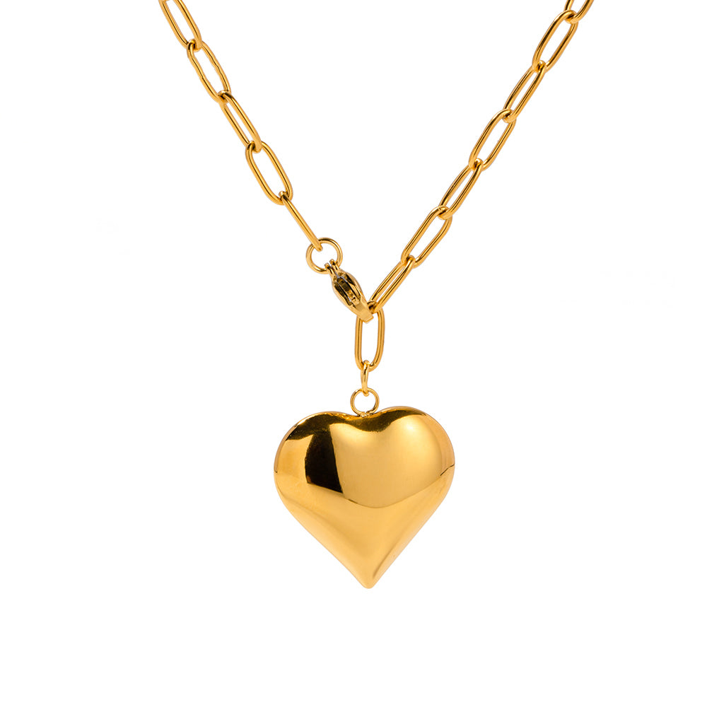 18k Gold Stainless Steel Heart Pendant Necklace