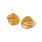 18k Gold Stainless Steel Diagonal Twist Earrings