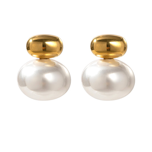 16k Gold Stainless Steel with Pearls Earrings