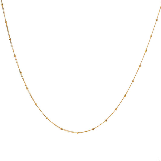 18k Stainless Steel Thin Chain Round Knot Gold Necklace