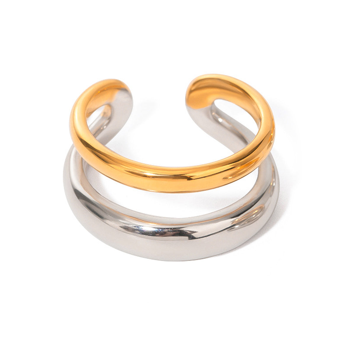 18k Gold Stainless Steel Two-Tone Double-Layer Open Ring