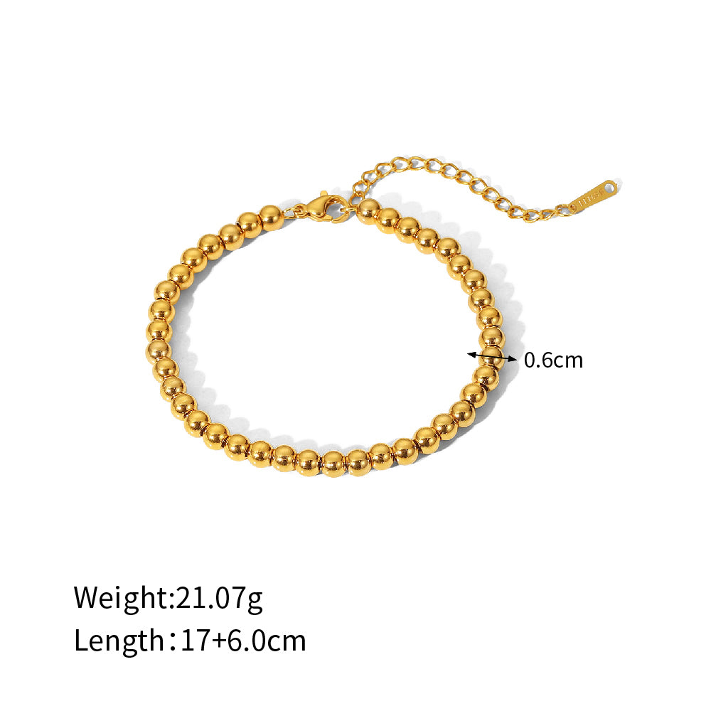 5mm Gold Steel Bead Bracelet