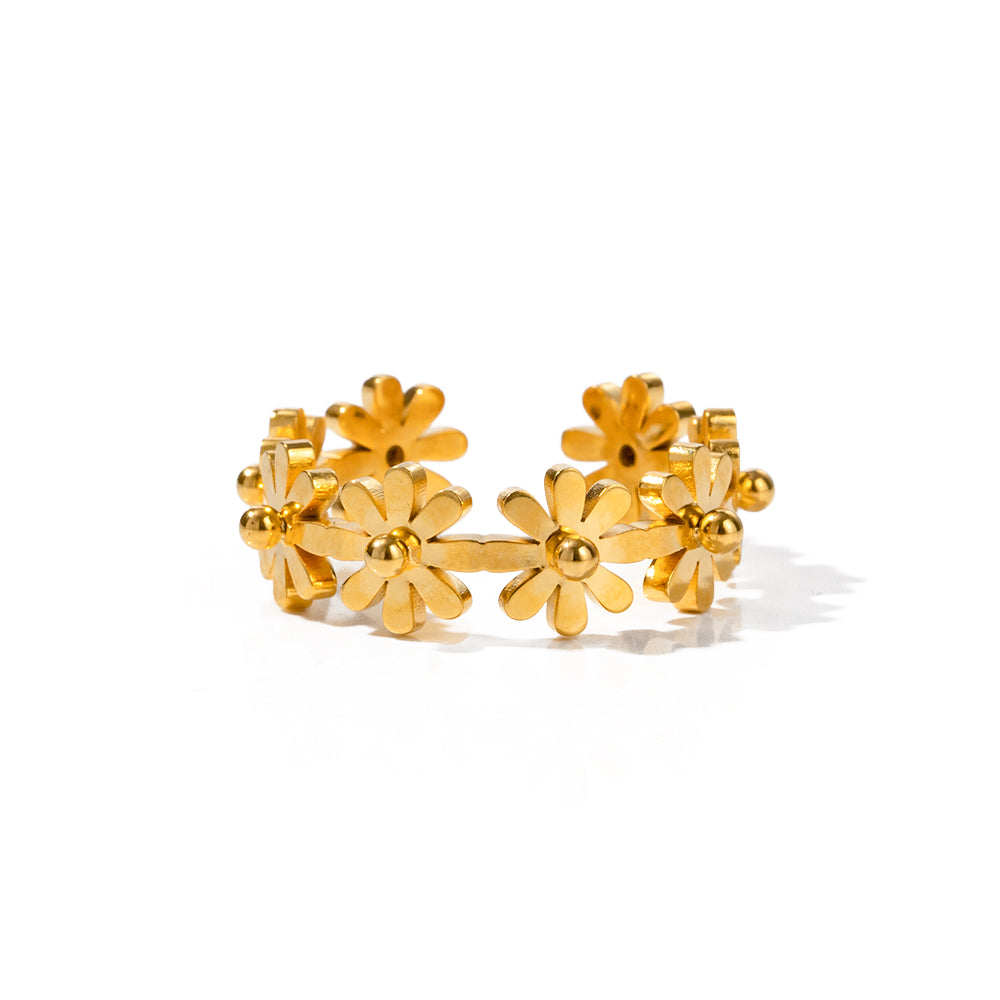 18k Gold Stainless Steel Mini Daisy Flower Ring