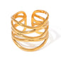 18k Gold Stainless Steel Multi-Layered Hollow Open Ring