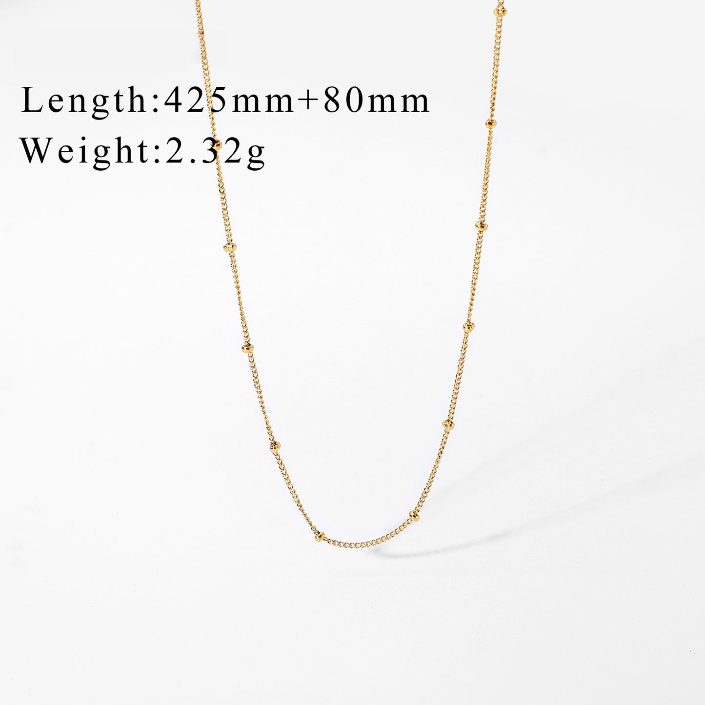 18k Stainless Steel Thin Chain Round Knot Gold Necklace