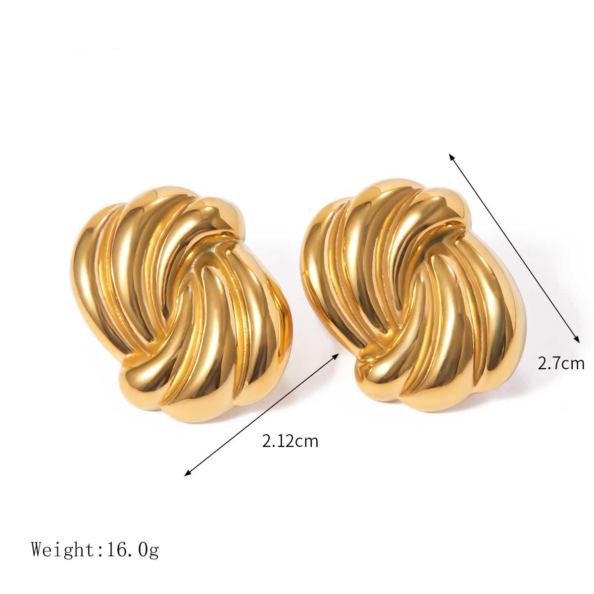 18K Gold Stainless Steel Wave Bar Earrings