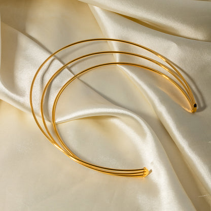 18K Gold Stainless Steel Simple Triple Layer Choker