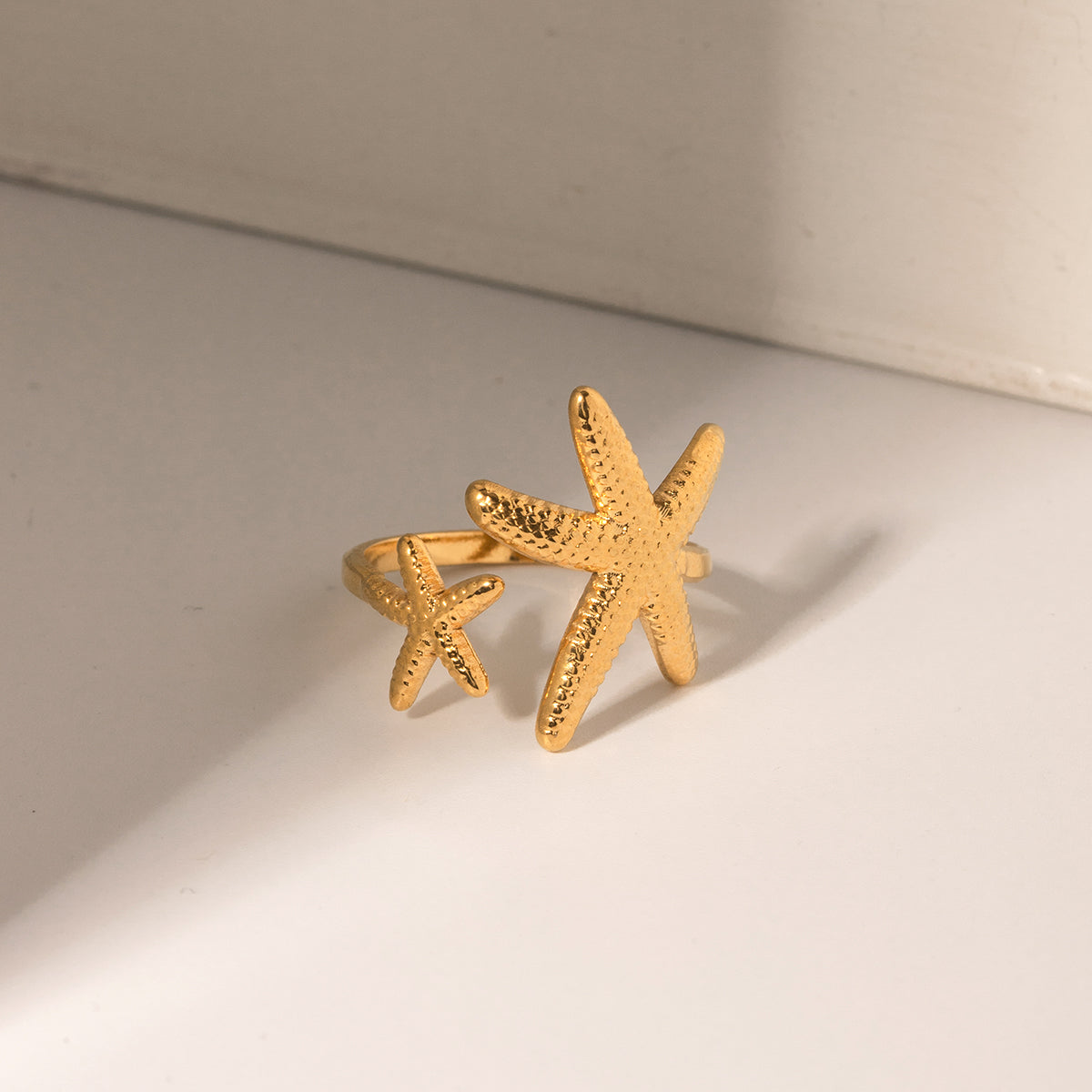 18K Gold Stainless Steel Starfish Asymmetric Ring