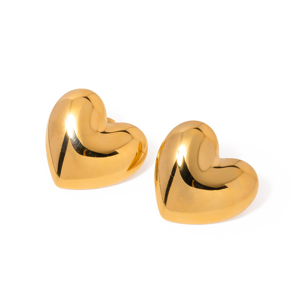 18K Gold Stainless Steel Polished Heart Earrings