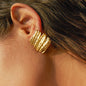 18K Gold Stainless Steel Pleated Hammered Earrings