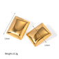 18k Gold Stainless Steel Rectangular Polished Earrings