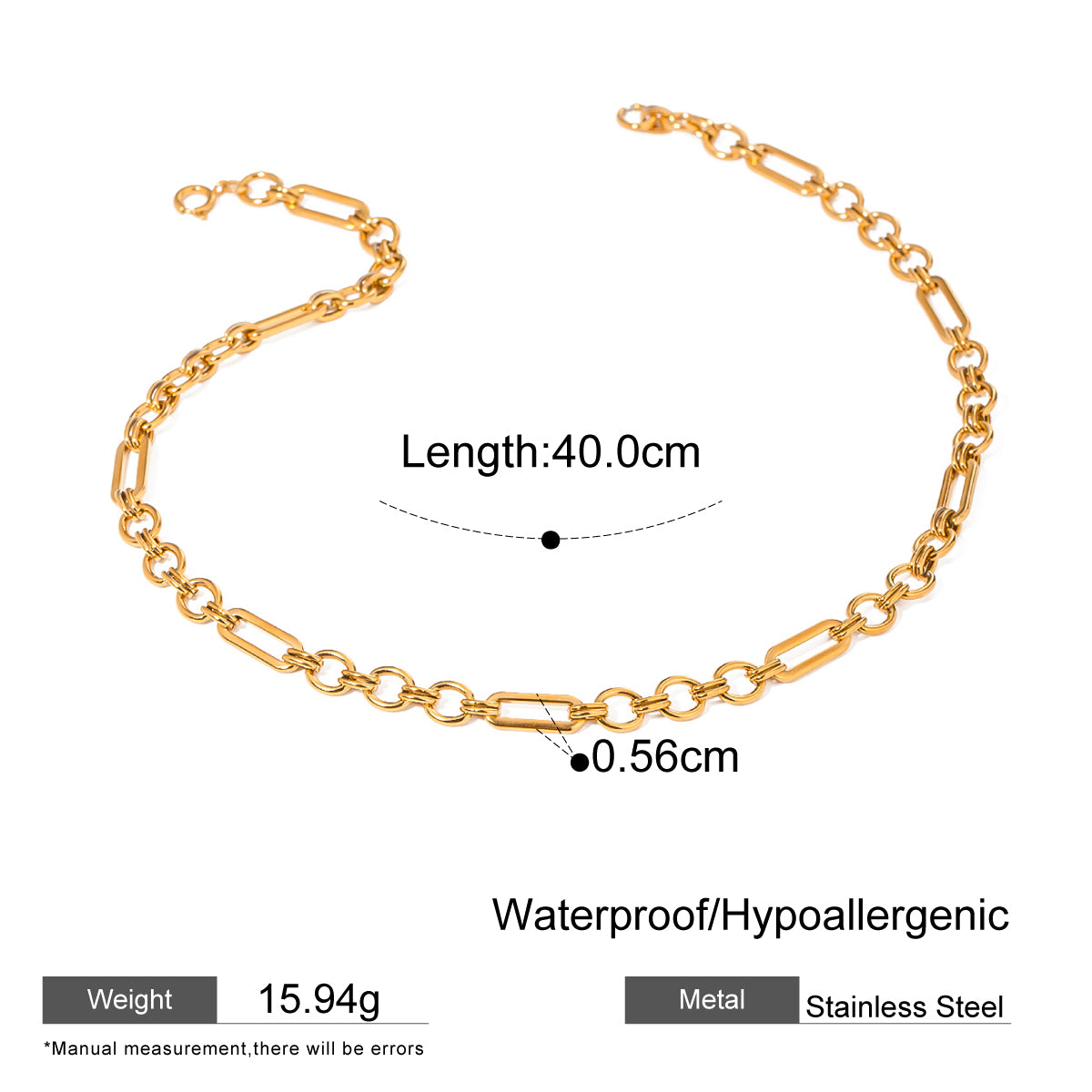 18k Gold Stainless Steel Handmade Chain Necklace