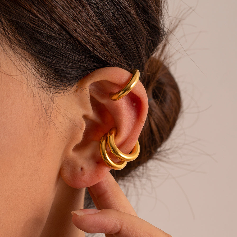 18k Gold Stainless Steel Plain Hoop Ear Cuff