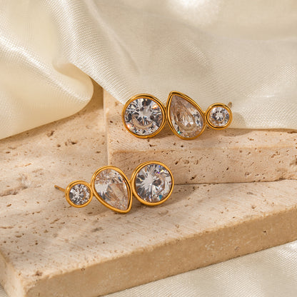 18k Gold Stainless Steel with Zircon Earrings