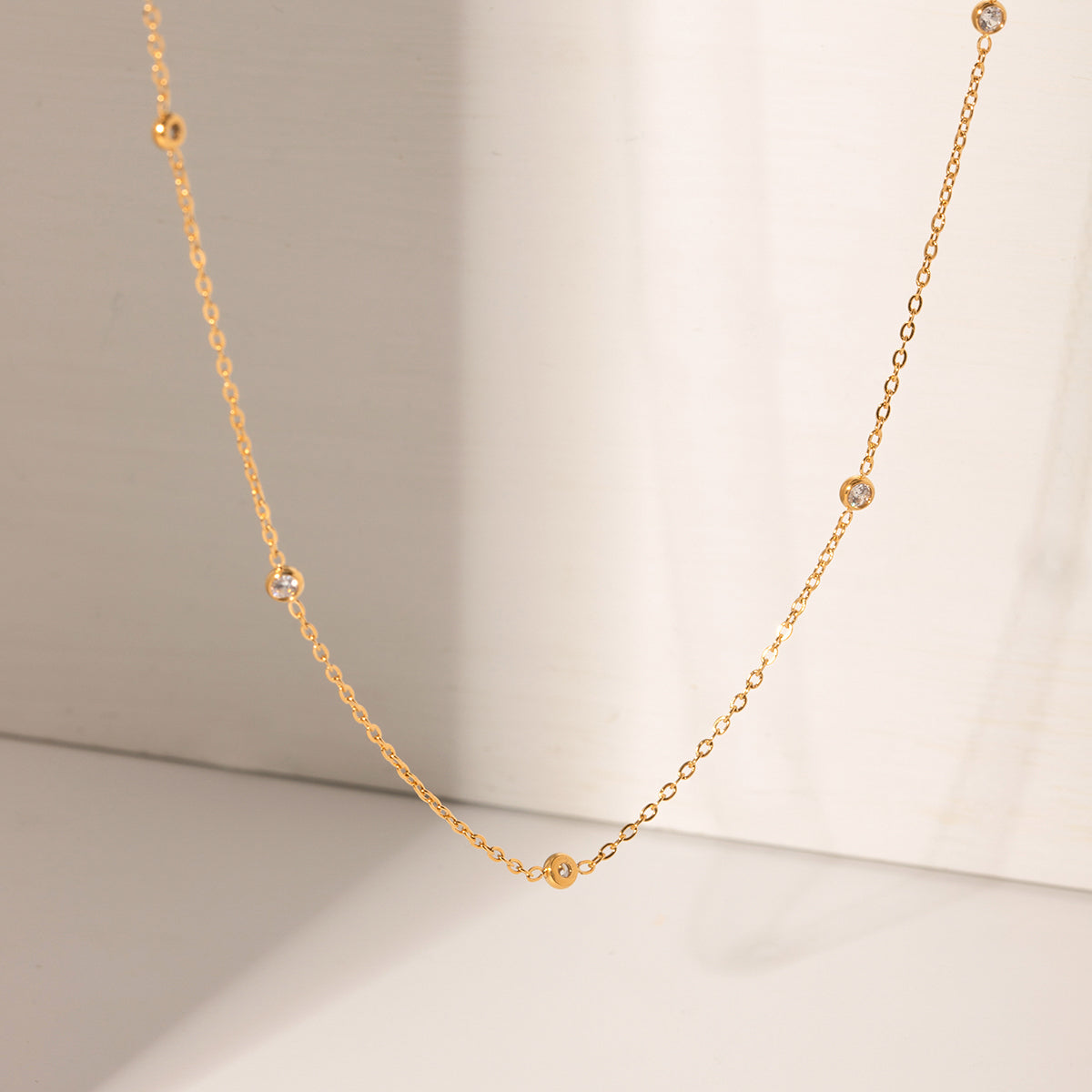 18k Gold Stainless Steel Minimalist Zircon Necklace