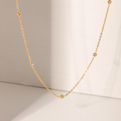 18k Gold Stainless Steel Minimalist Zircon Necklace