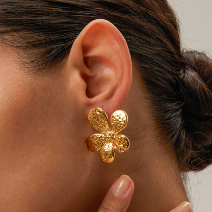 18K Gold Stainless Steel Flower Earrings