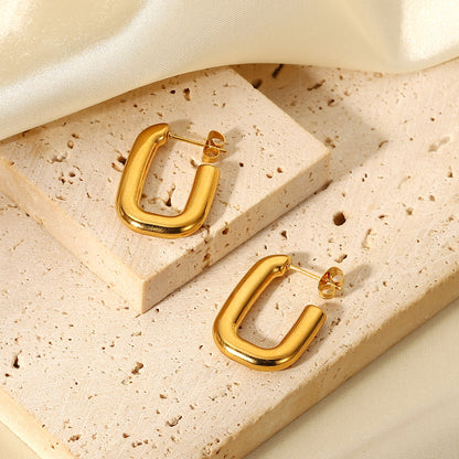 18K Gold Stainless Steel Open Square Earrings