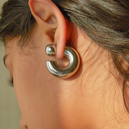 Stainless Steel Front and Back Wearable C-Shaped Earrings