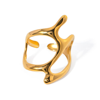 18K Gold Stainless Steel Irregular Geometric Open Ring