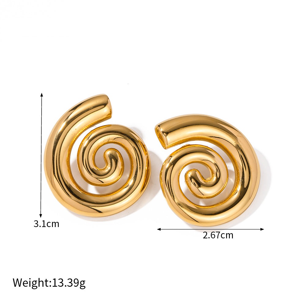 18K Gold Stainless Steel Spiral Earrings