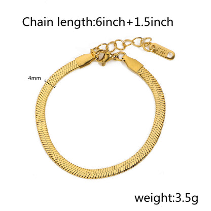 18K Gold Stainless Steel Snake Flat Chain