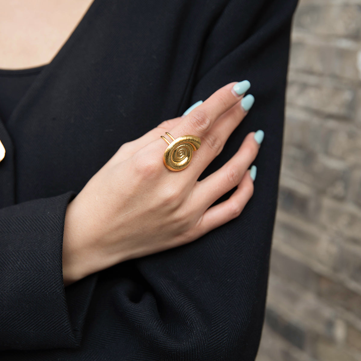 18K Gold Stainless Steel Conch Spiral Circle Open Ring