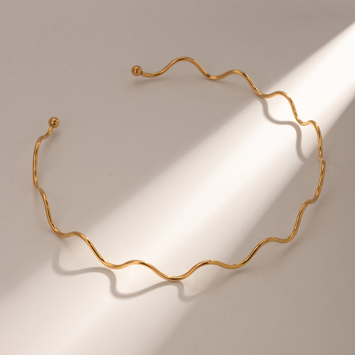 18K Gold Stainless Steel Wave Choker Necklace