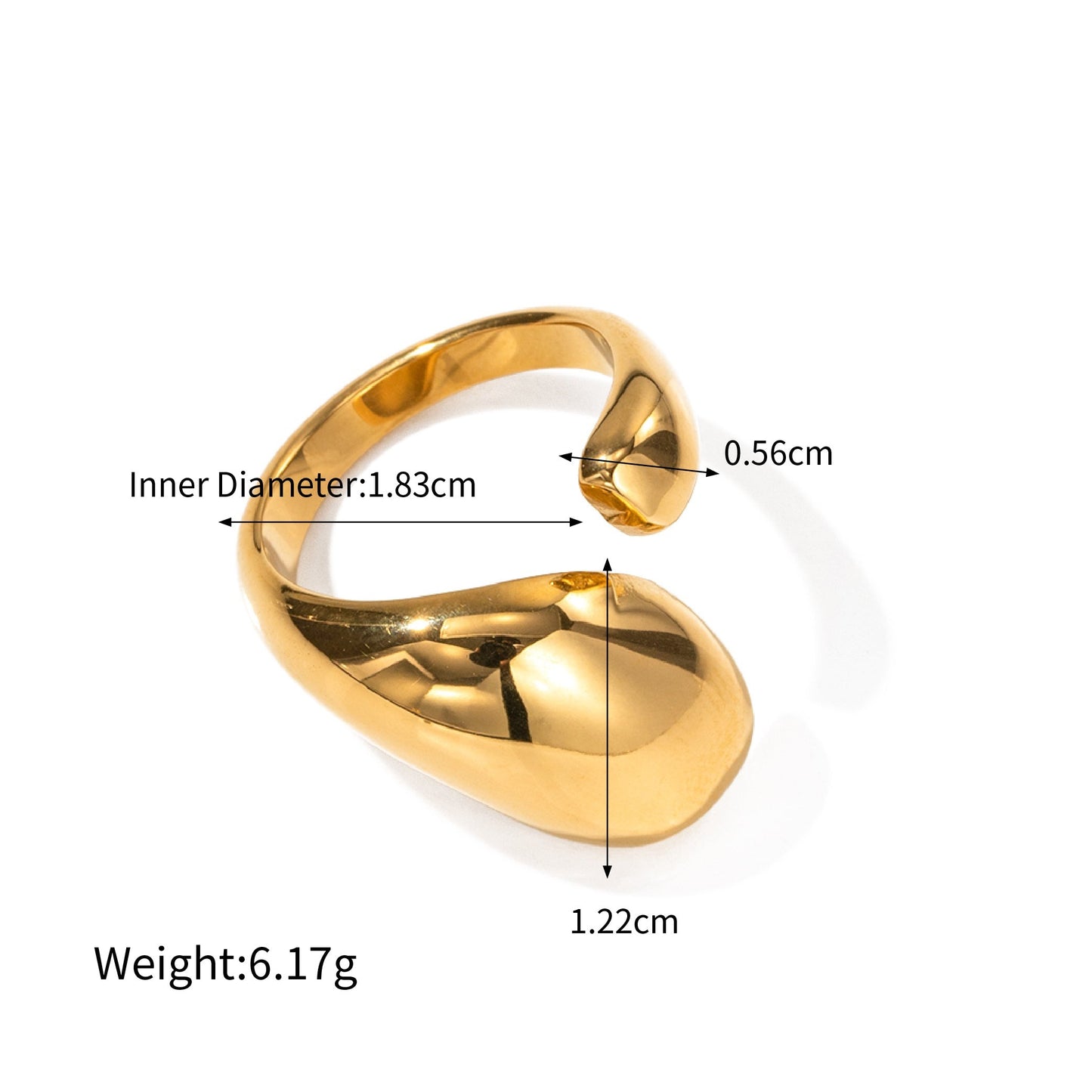 18K Gold Stainless Steel Multicolor Exaggerated Irregular Open Ring