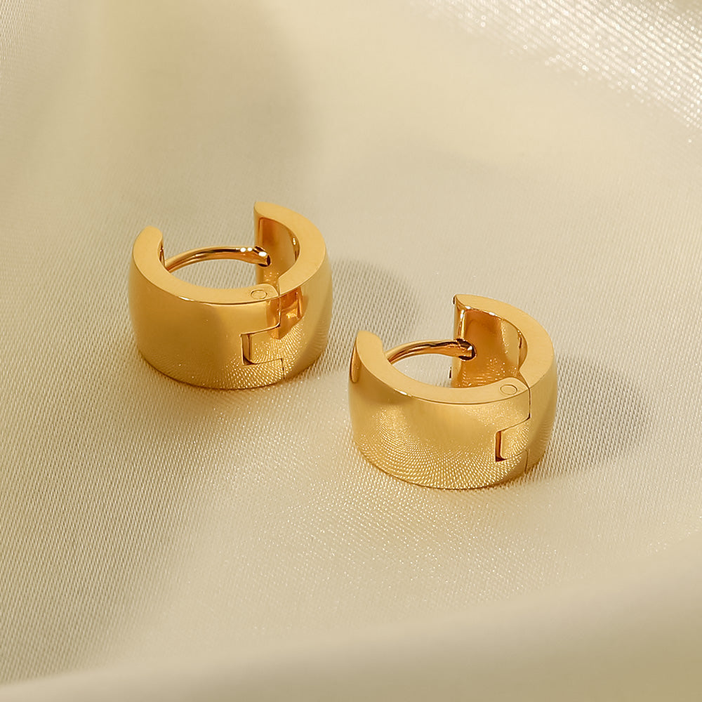 18K Gold Stainless Steel Polished Wide Hoop Earrings