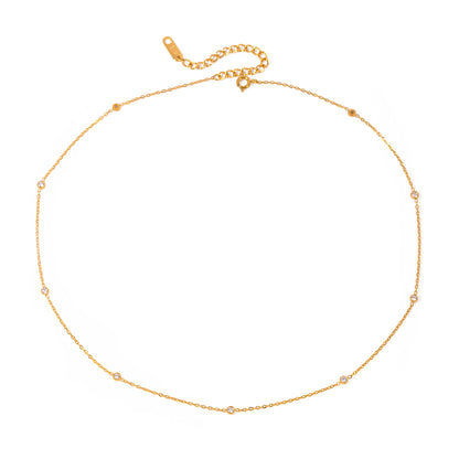 18k Gold Stainless Steel Minimalist Zircon Necklace