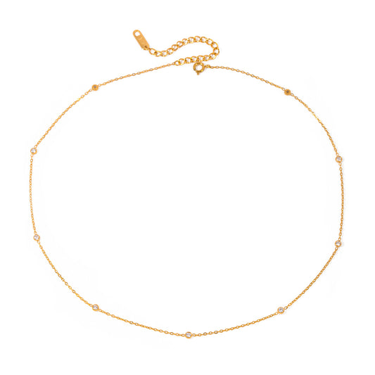 18k Gold Stainless Steel Minimalist Zircon Necklace