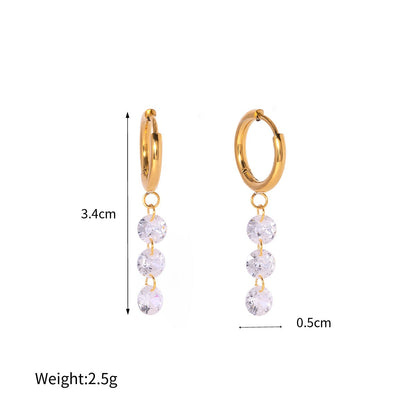 18K Gold Stainless Steel 5mm Diamonds Earrings