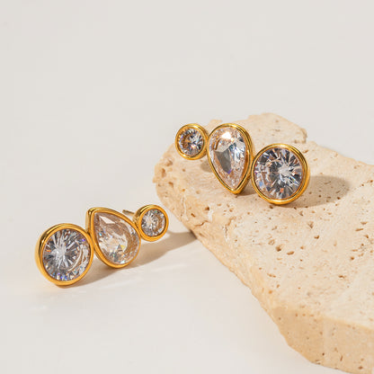 18k Gold Stainless Steel with Zircon Earrings