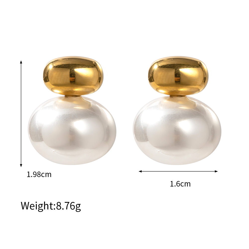 16k Gold Stainless Steel with Pearls Earrings