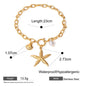 18K Gold Stainless Steel Starfish, Shell, and Natural Freshwater Pearl Bracelet 23cm