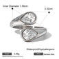 18K Gold / Silver Stainless Steel Zircon Asymmetric Open Waterdrop Zircon Ring