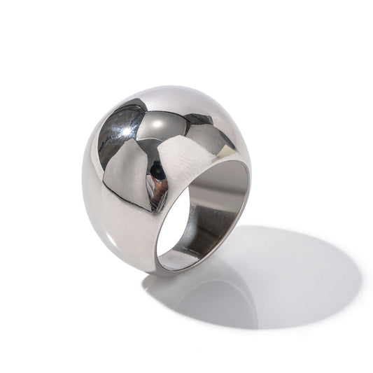 Stainless Steel Steel-Colored Spherical Ring