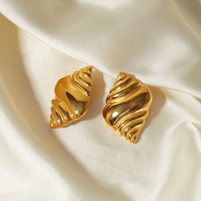 18k Gold Stainless Steel Seashell and Horn Bag Earrings