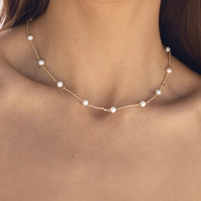 18k Stainless Steel Pearl Necklace