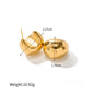 18K Stainless Steel Gold Ball Semi-Circular Chunky Hollow C-Shaped Earrings