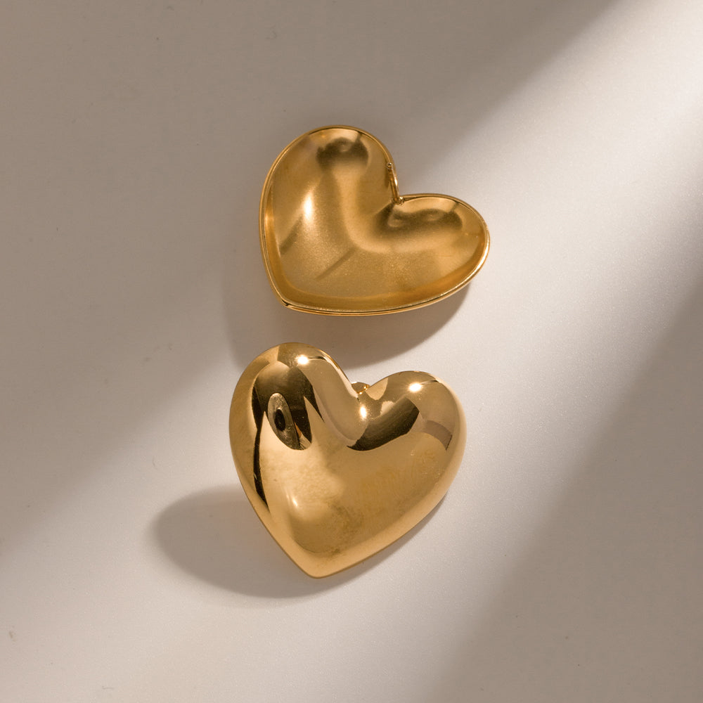 18K Gold Stainless Steel Polished Heart Earrings