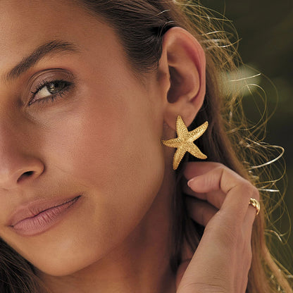 18K Gold Stainless Steel Starfish Earrings